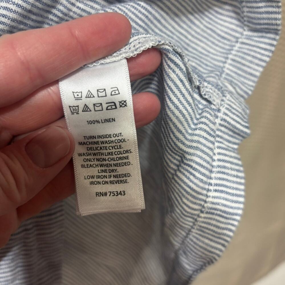 Lucky Brand 100% Linen Blue White Striped Sleeveless Tiered V-Neck Dress Size S - Picture 4 of 7